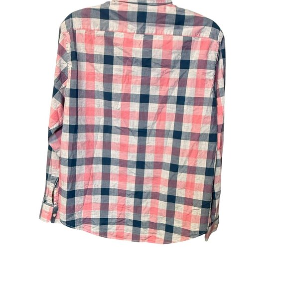 Banana Republic Men's Button Down Navy/Pink Plaid Slim Fit - Size L - Picture 5 of 6